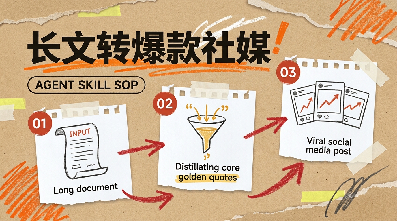 《无聊蒸馏自己：长文转爆款社媒帖子 Agent Skill 开源》