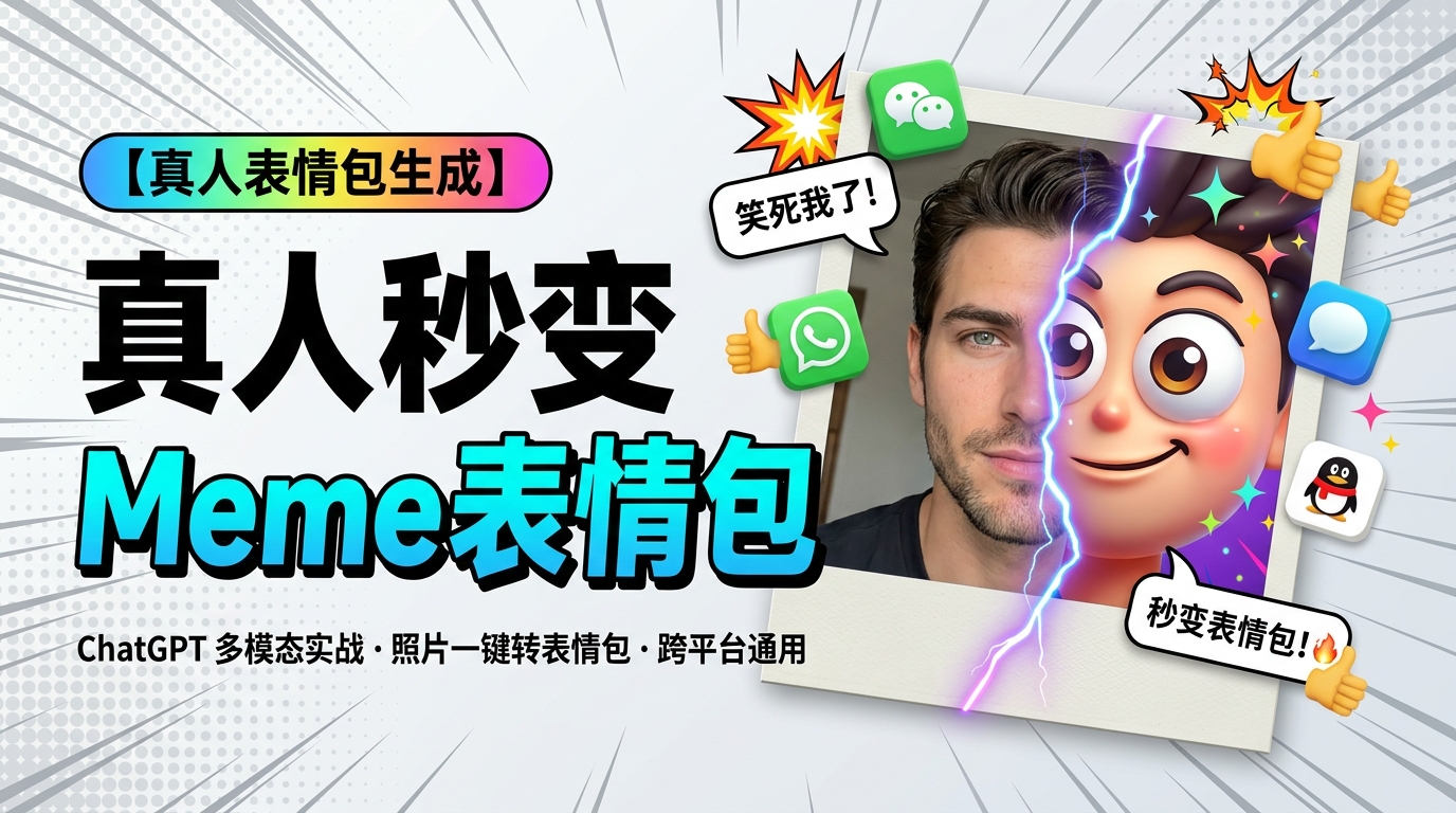ChatGPT 现在可以把你直接做成一套表情包了：iMessage、WhatsApp、微信、QQ 都能用